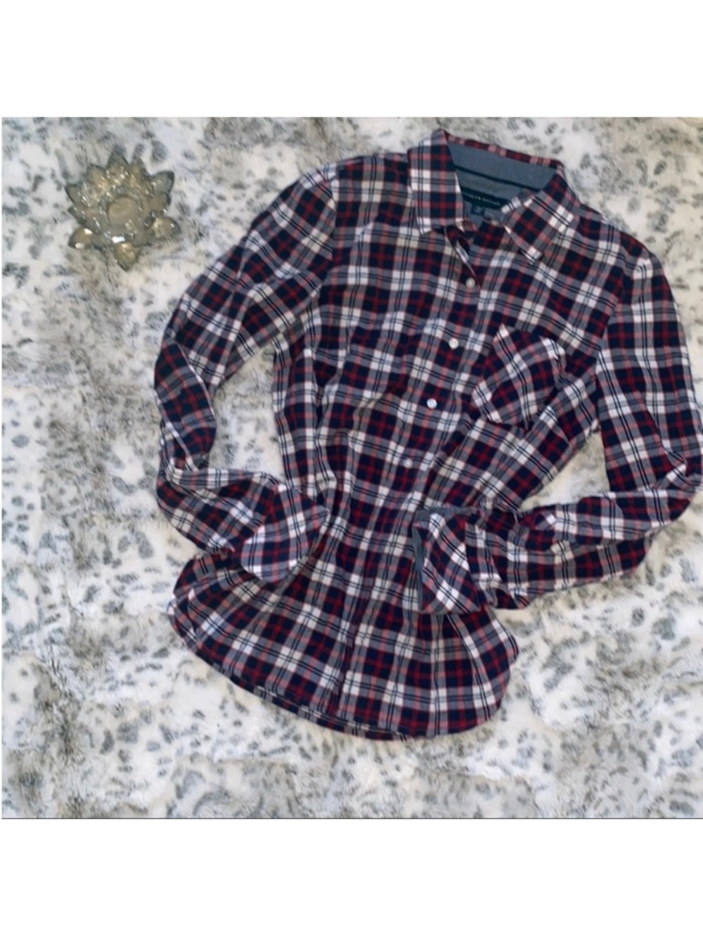 Tommy Hilfiger Plaid Button Down Shirt Women’s Small Red Blue Classic Preppy